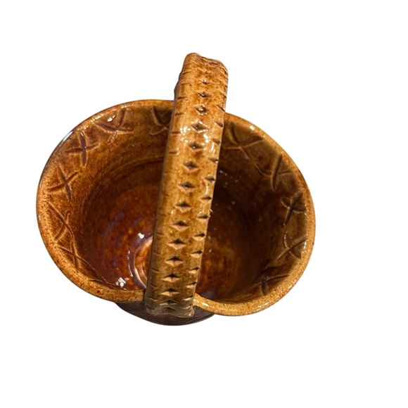 Annapolis Pottery Basket Form Vase Dish Button Detail Signed - Picture 11 of 14